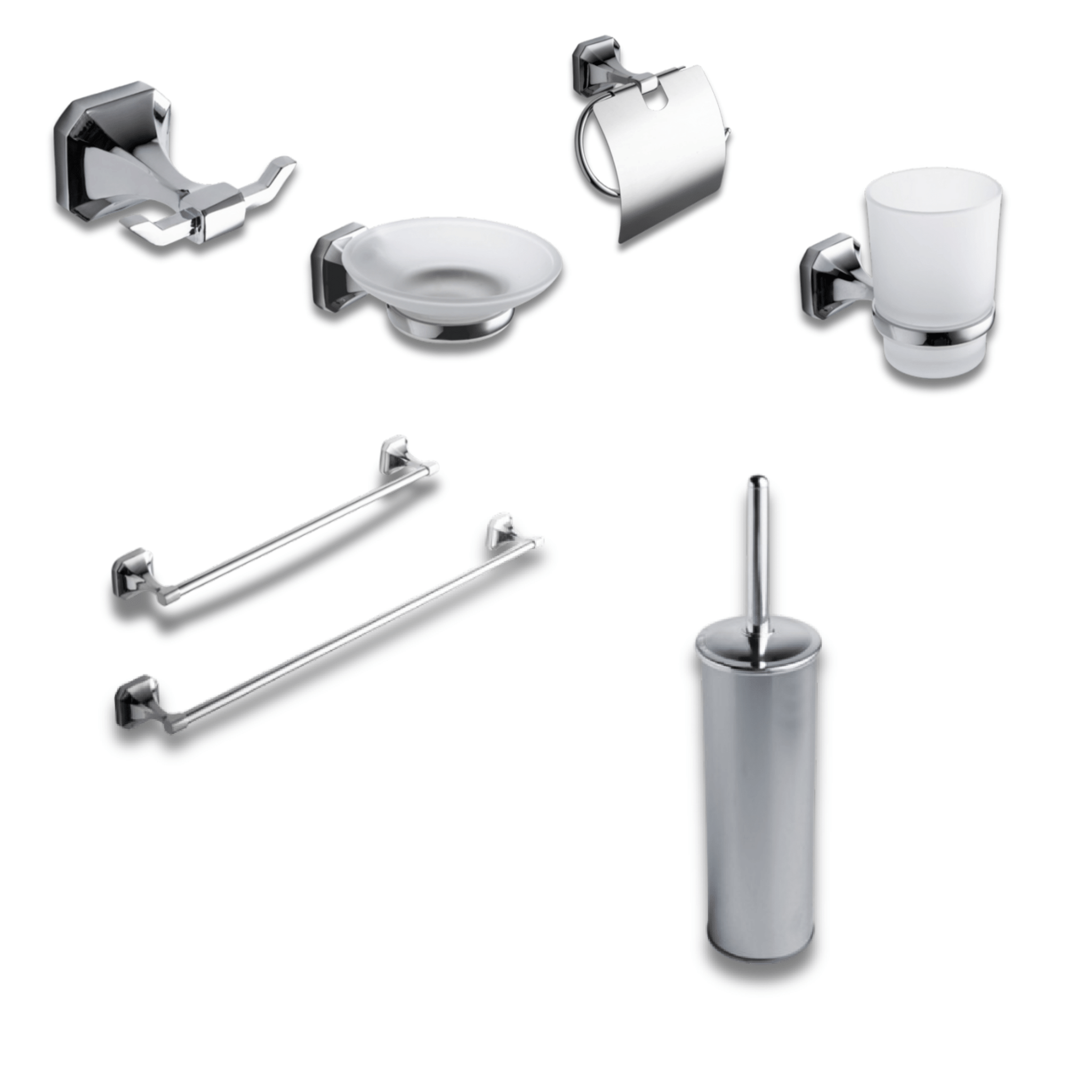 Set 7 Accessori Da Bagno Etruska "New Rock" Cromo Lucido