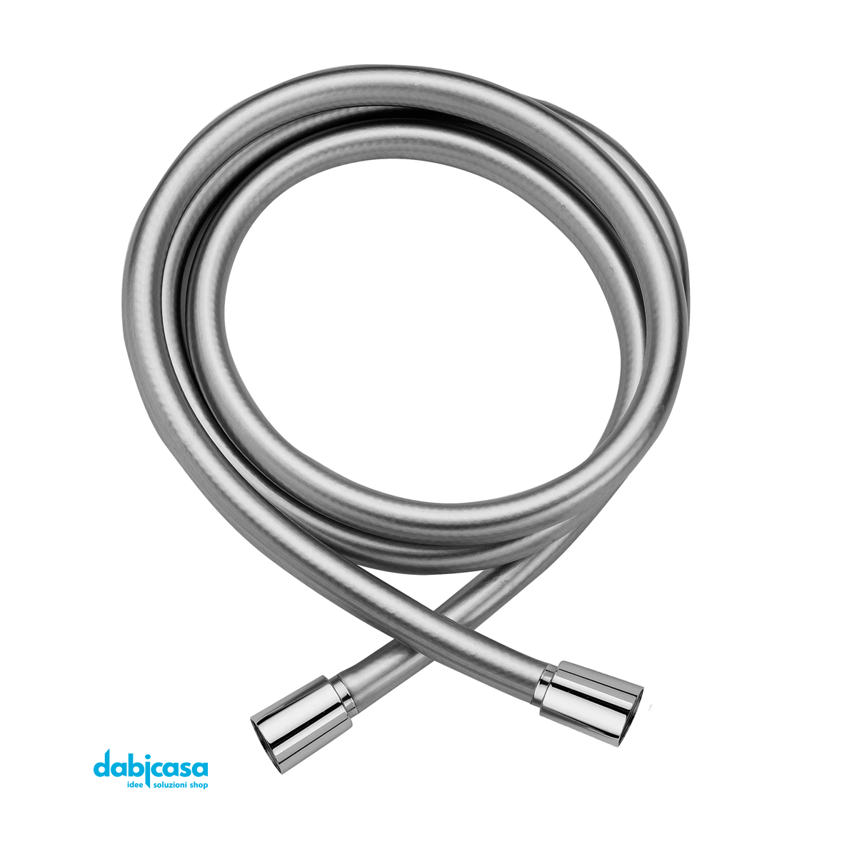 Flessibile Doccia Retinato Nylon Con Attacco Universale da 1/2" Antitorsione Cromo Lucido