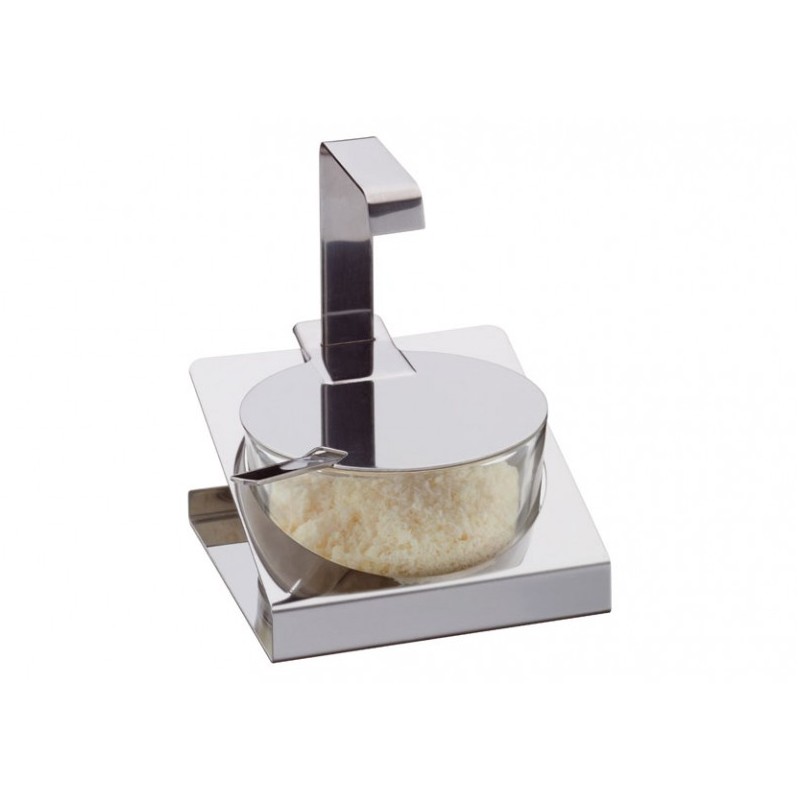 Formaggiera in vetro e acciaio Eva colelction