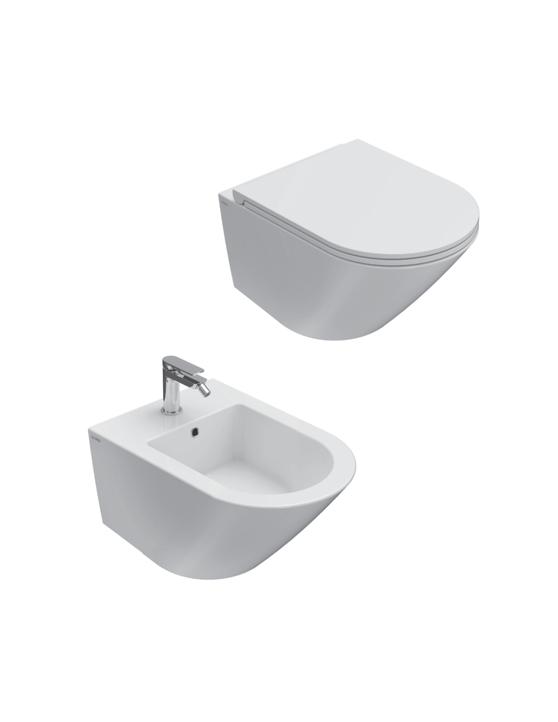 Ceramica Globo - Forty3 sospesi SENZA BRIDA 57 cm Wc + bidet + coprivaso soft