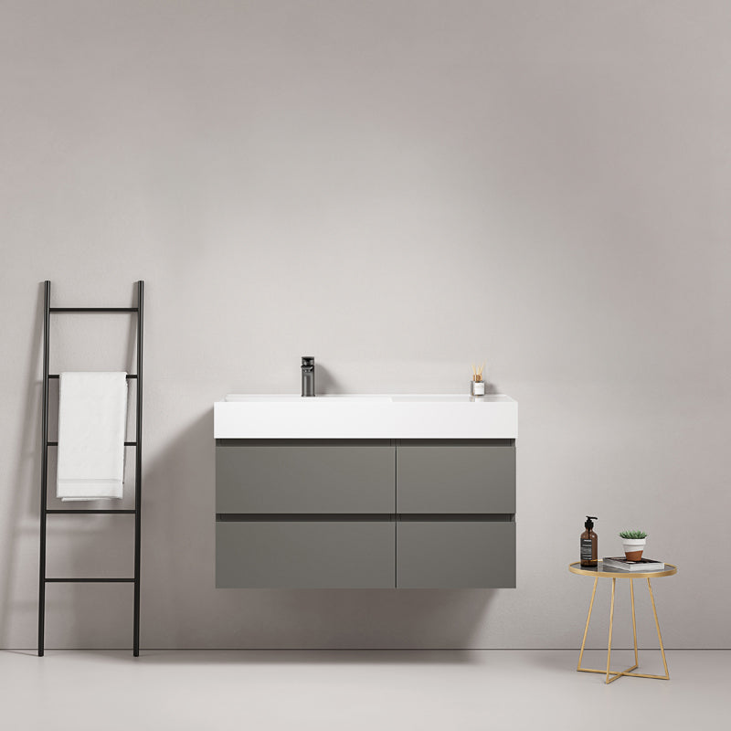 Mobile bagno sospeso 100 cm Grigio Londra Lavabo a Sinistra in Resina Senza Specchio - Fiji Paint