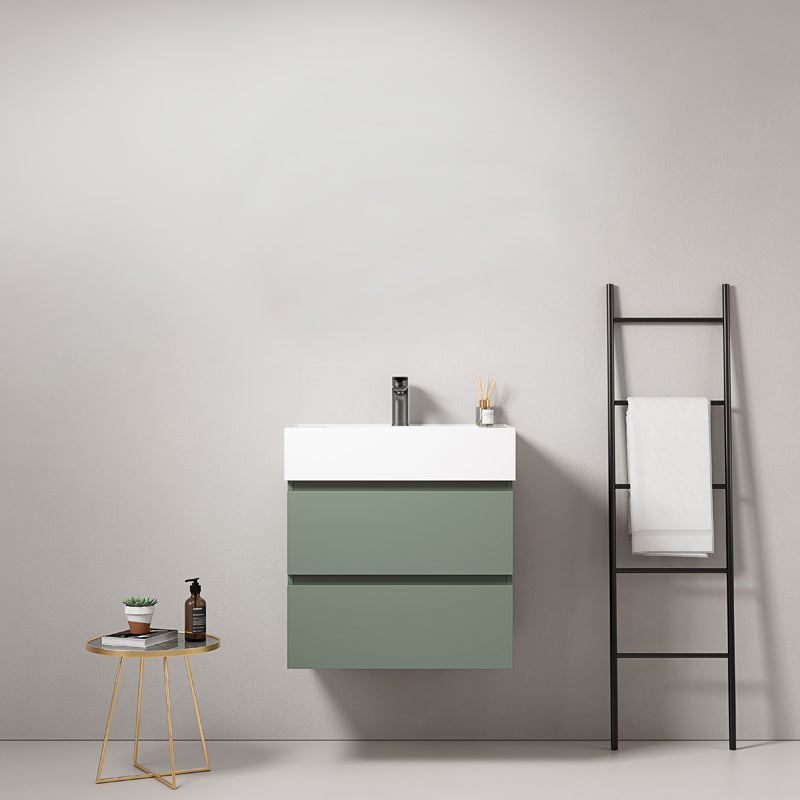 Mobile bagno sospeso 60 cm Verde Salvia Lavabo in Resina Senza Specchio - Fiji Paint