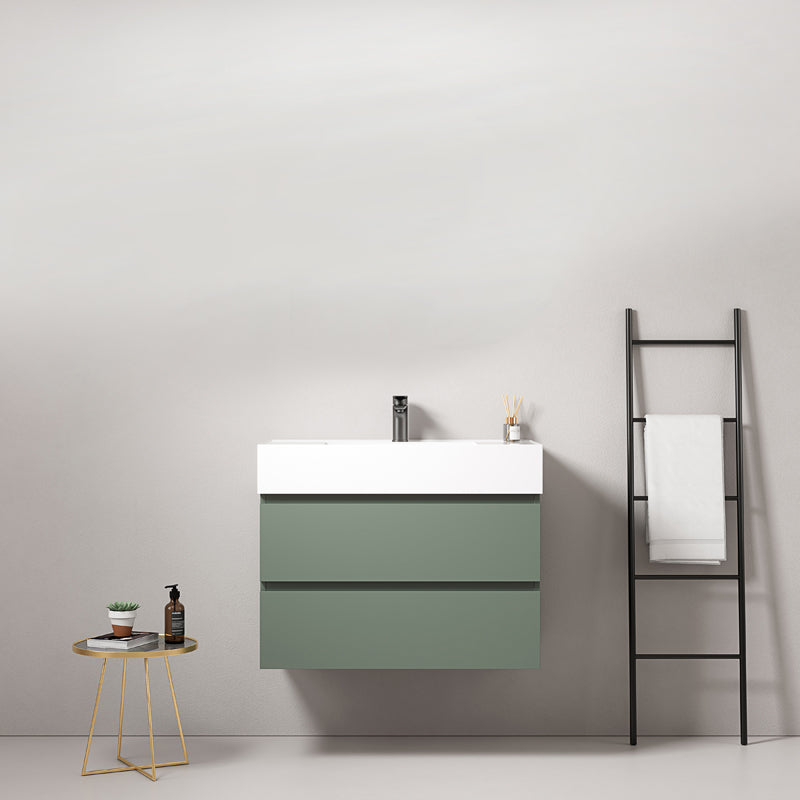 Mobile bagno sospeso 80 cm Verde Salvia Lavabo in Resina Senza Specchio - Fiji Paint
