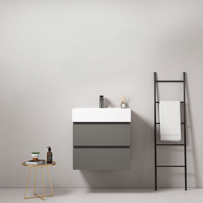 Mobile bagno sospeso 60 cm Grigio Londra Lavabo in Resina Senza Specchio - Fiji Paint