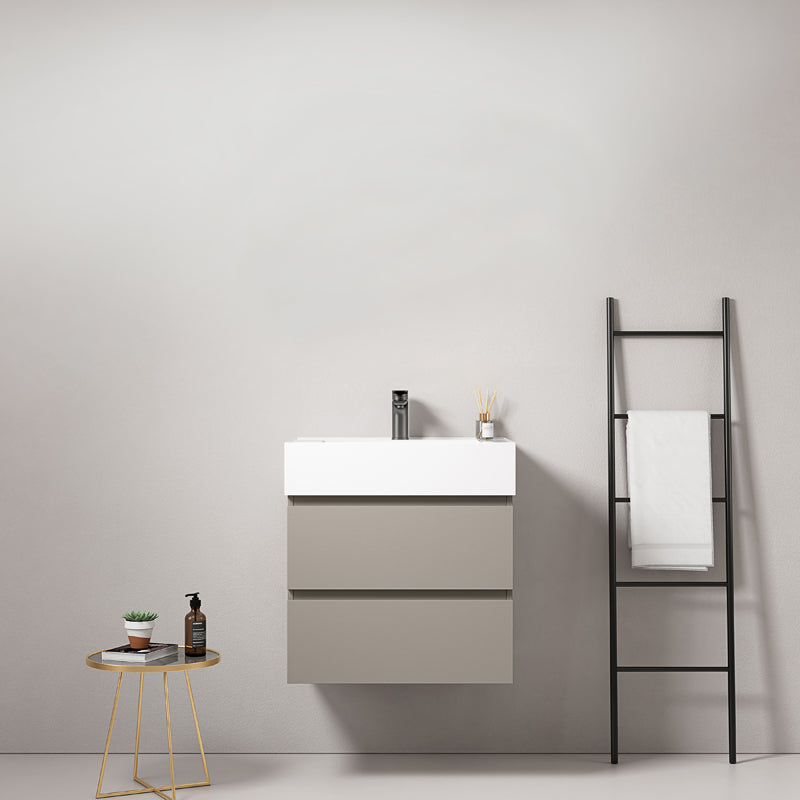 Mobile bagno sospeso 60 cm Grigio Cenere Lavabo in Resina Senza Specchio - Fiji Paint