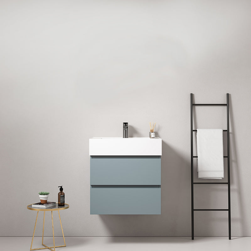 Mobile bagno sospeso 60 cm Blu Avio Lavabo in Resina Senza Specchio - Fiji Paint