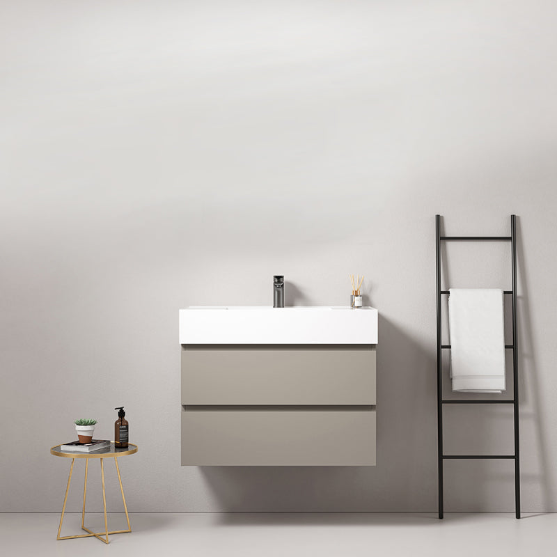 Mobile bagno sospeso 80 cm Grigio Cenere Lavabo in Resina Senza Specchio - Fiji Paint
