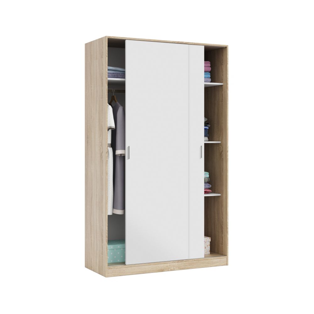 Armadio a 2 ante scorrevoli 120x50 cm x H. 200 cm - Rovere/Bianco
