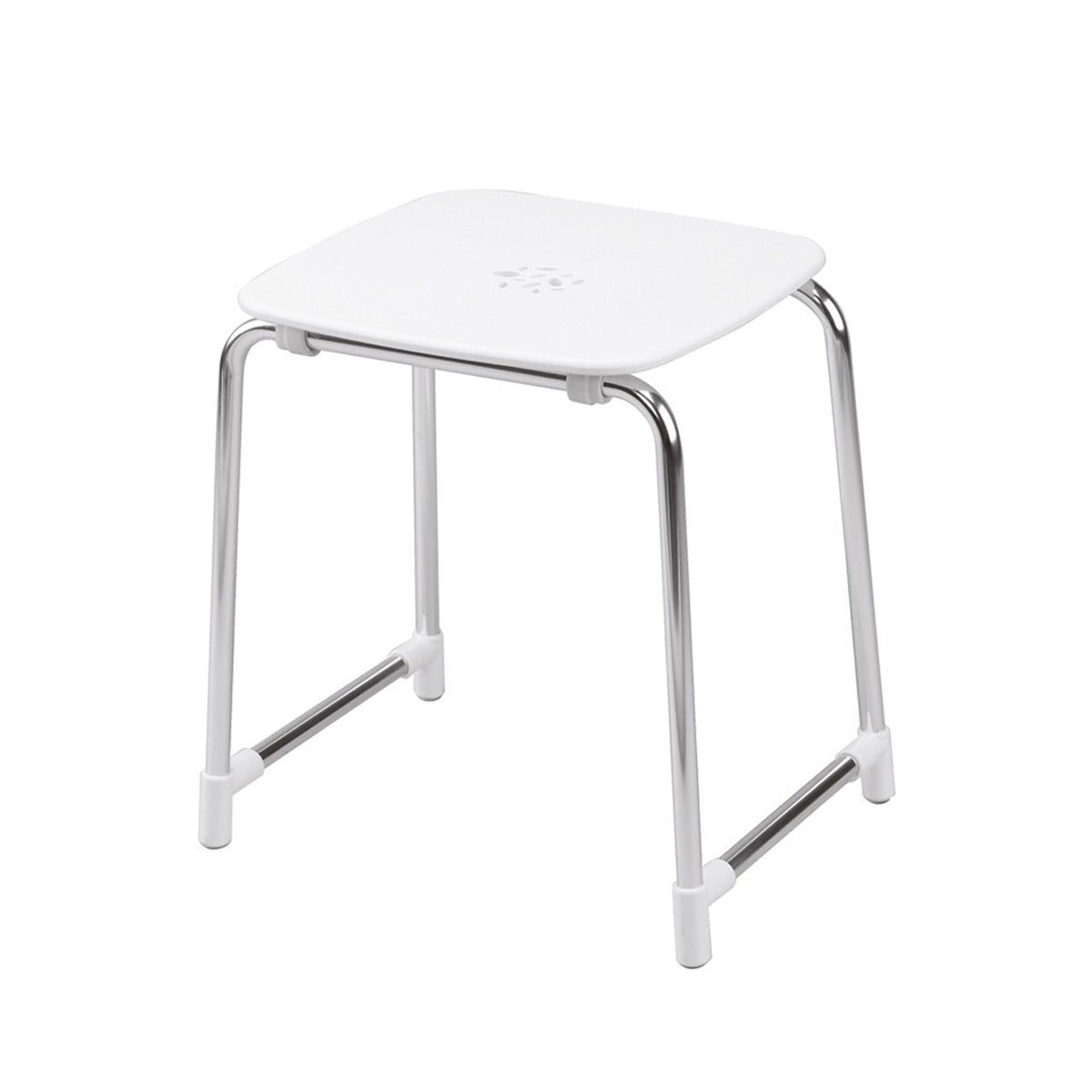 Sgabello Con Carico Testato Gedy "Prima Classe" Bianco/Cromo