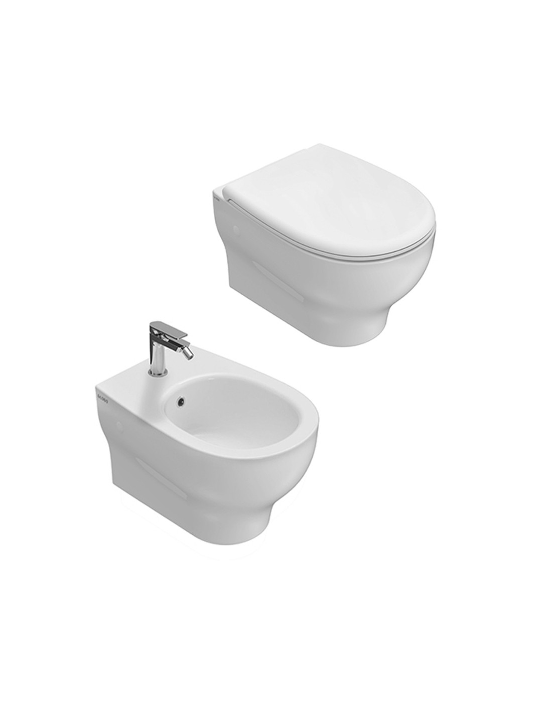 Grace sospeso Ceramica Globo SENZA BRIDA Wc + bidet + coprivaso