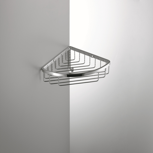 Griglia angolare da doccia in ottone cromato con gancio appendi tutto - Basic, Colombo Design