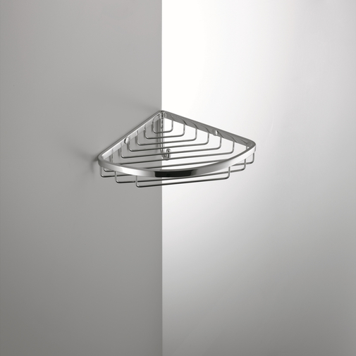 Griglia doccia angolare da muro stondato cromato con gancio - Colombo Design