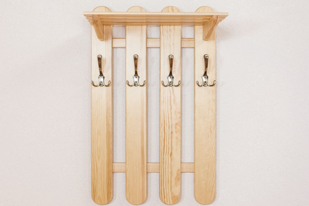 Appendiabiti in pino massello naturale "Junco 353" - 80 x 50 x 29 (h x l x p)