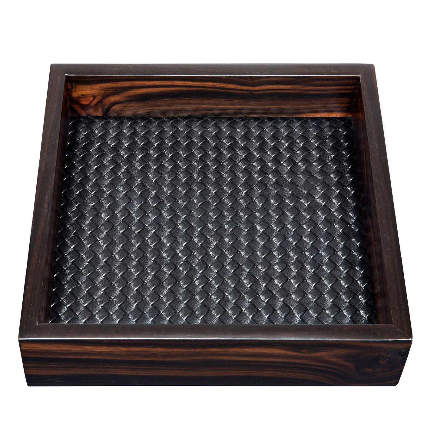 Vassoio quadrato per vassoi Febe Ebony intrecciato a mano, grande