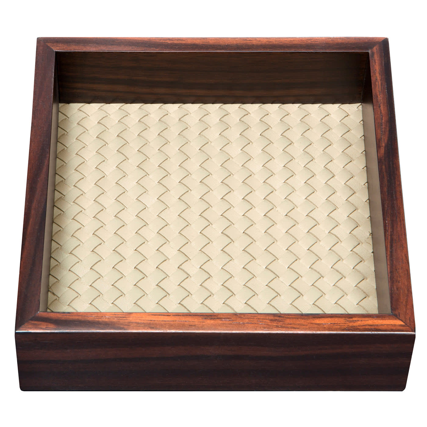 Vassoio quadrato Febe Ebony intrecciato a mano Piccolo