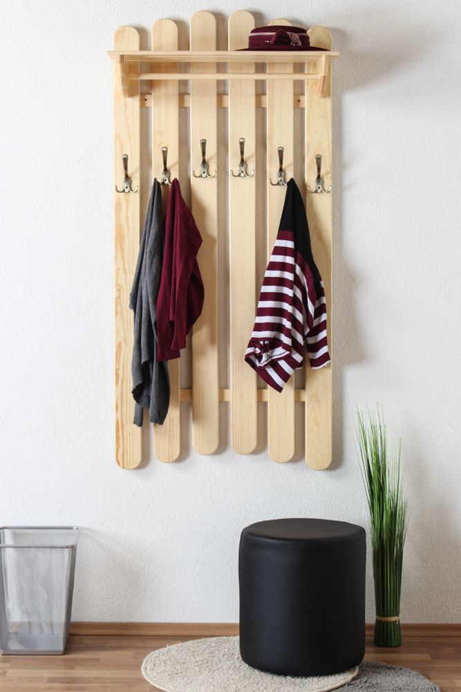 Appendiabiti in pino massello naturale "Junco 340" - 150 x 70 x 33 (h x l x p)