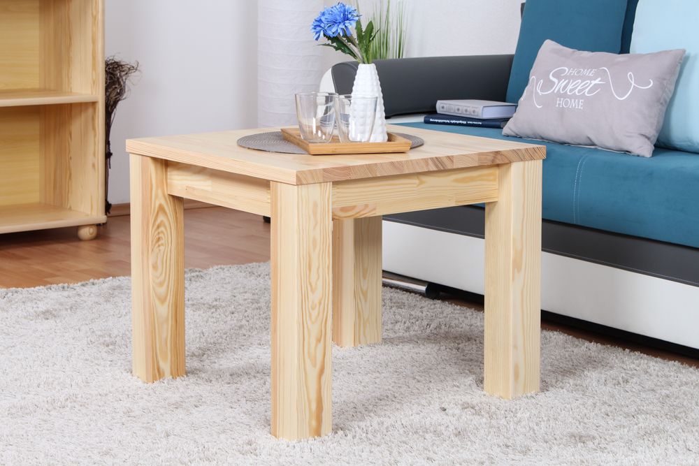 Tavolino in pino massello naturale "Junco 485" - 50 x 60 x 60 cm
