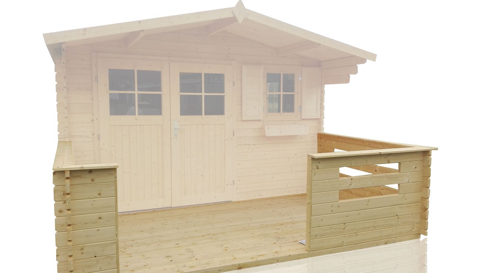 Terrazza per casetta da giardino Gartentraum - 3,66 x 2,05 metri in tronchi da 28 mm