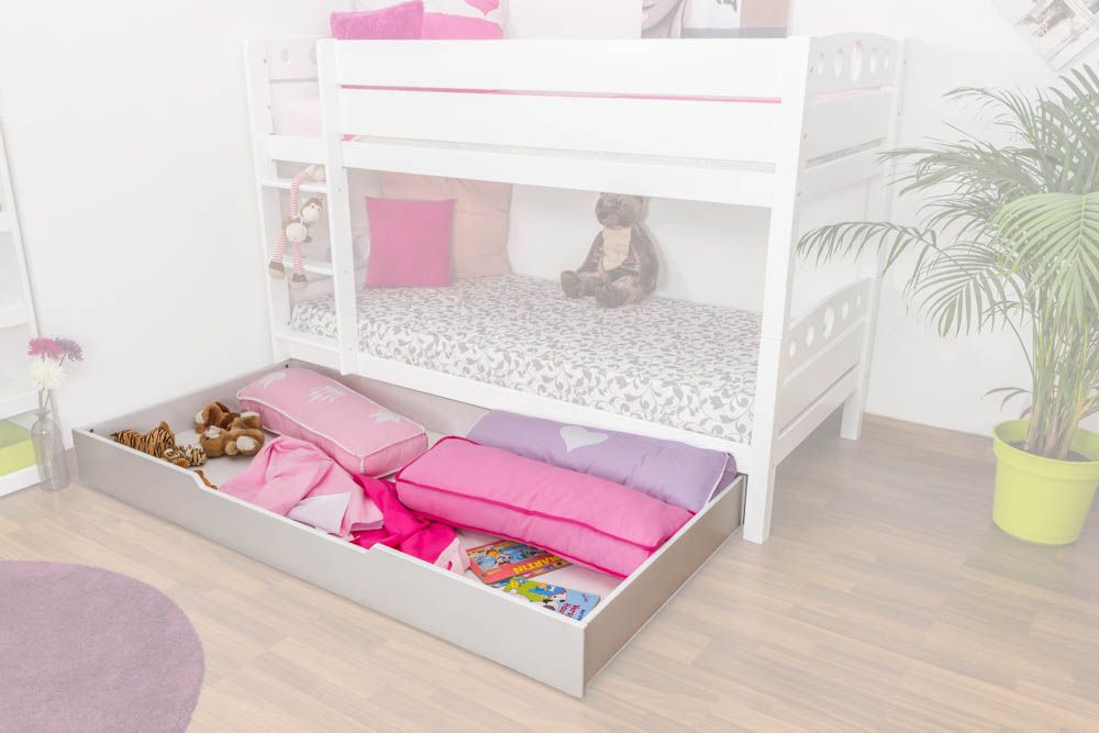 Cassettone estraibile per letto, legno massiccio - laccato bianco