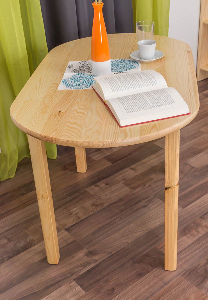 Tavolo rotondo in pino massello naturale 004 - 115 x 70 cm