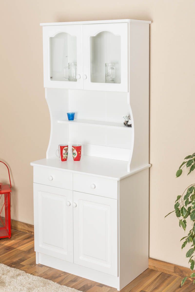 Vetrinetta "Junco" 45, pino massello, laccato bianco - 195 x 80 x 42 cm