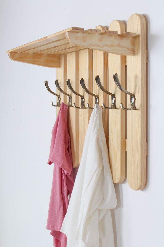 Appendiabiti in pino massello naturale "Junco 355" - 60 x 70 x 29 (h x l x p)