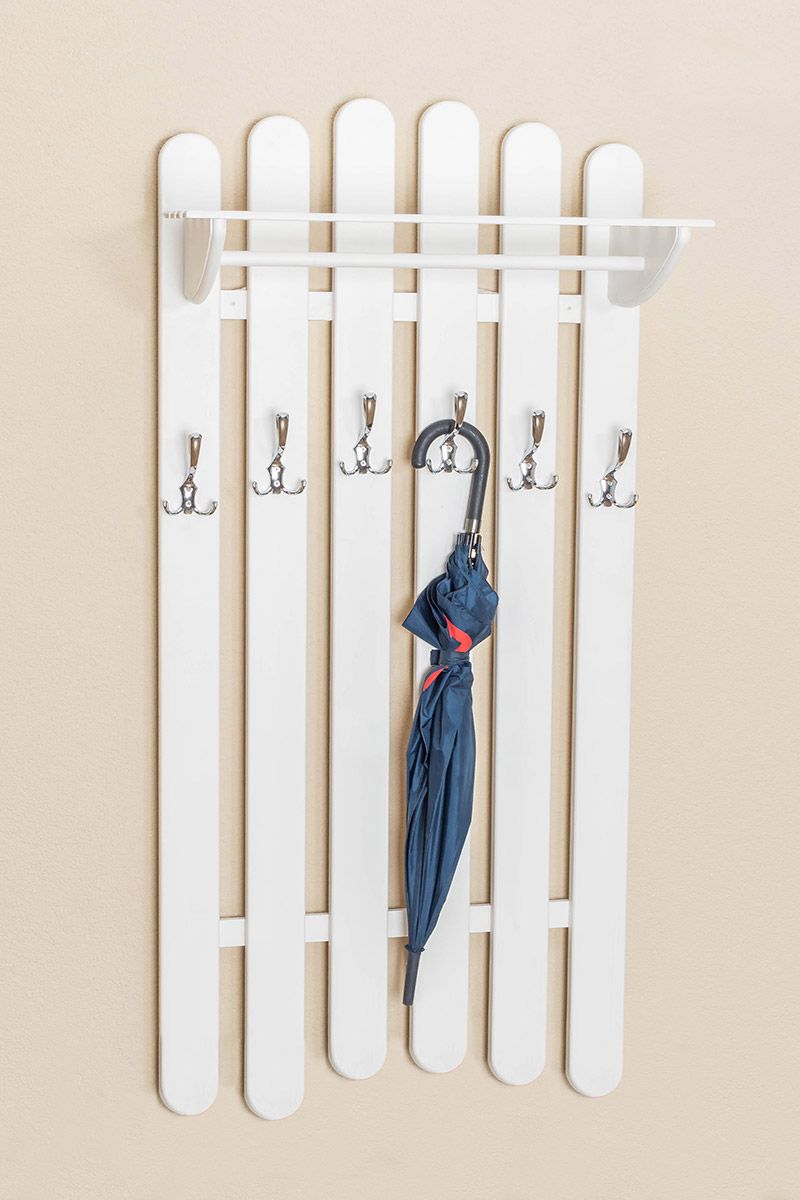 Appendiabiti in pino massello bianco "Junco 340" - 150 x 70 x 33 (h x l x p)