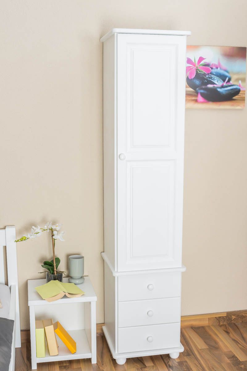 Armadio "Junco" 44, pino massello, bianco - 195 x 45 x 42 cm