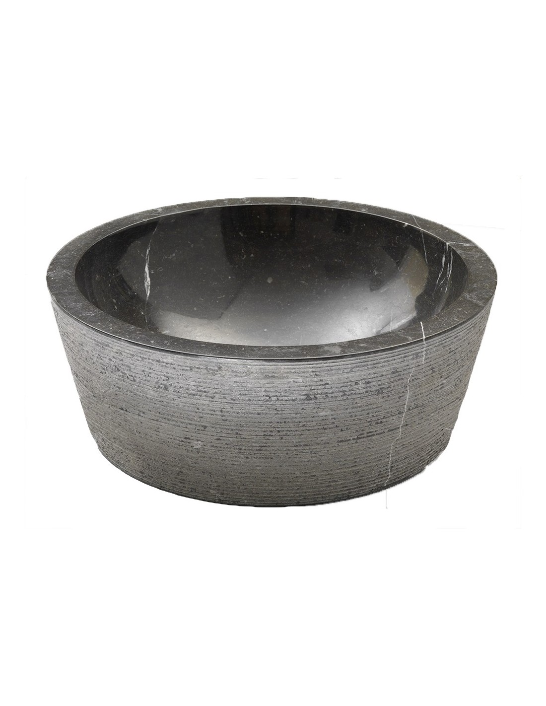 Imso ceramiche - Lavabo Cilindro Nero Burattato in marmo- ISLACILNE