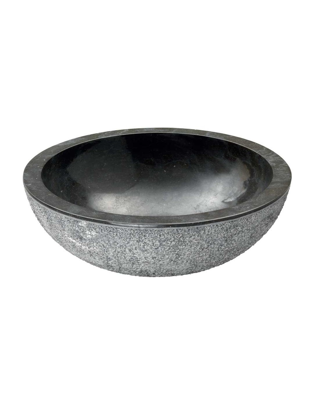 Imso ceramiche - Lavabo Rotondo Nero in marmo grezzo - ISLATONEG