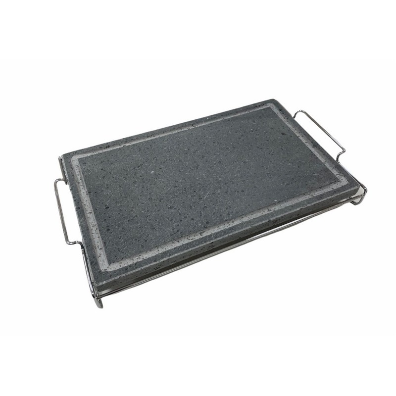 INVITO MAXI PIETRA LAVICA RETTANGOLARE CON STAND IN ACCIAIO 25X40 CM. ILSA