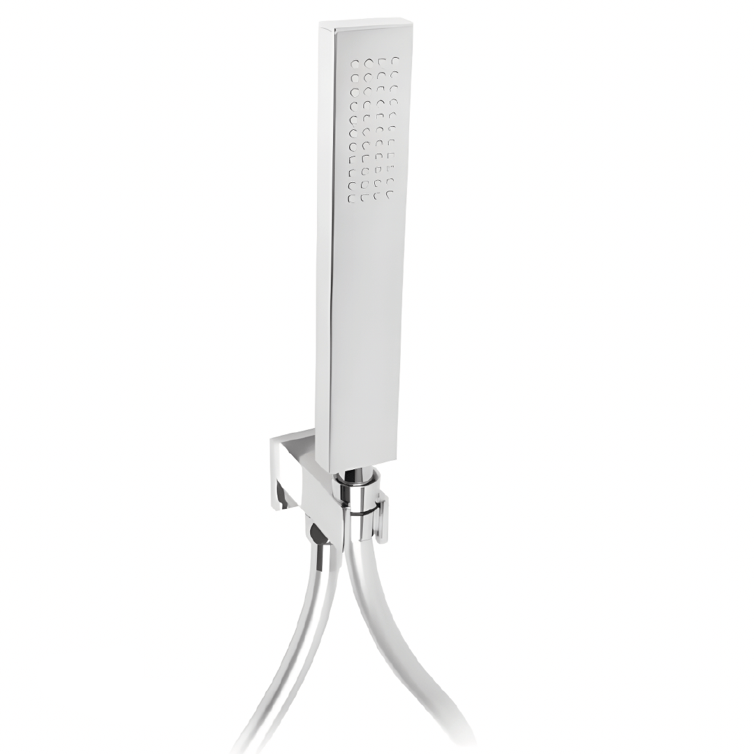 Kit Doccetta Quadro Con Presa Acqua Flessibile Cromo Lucido