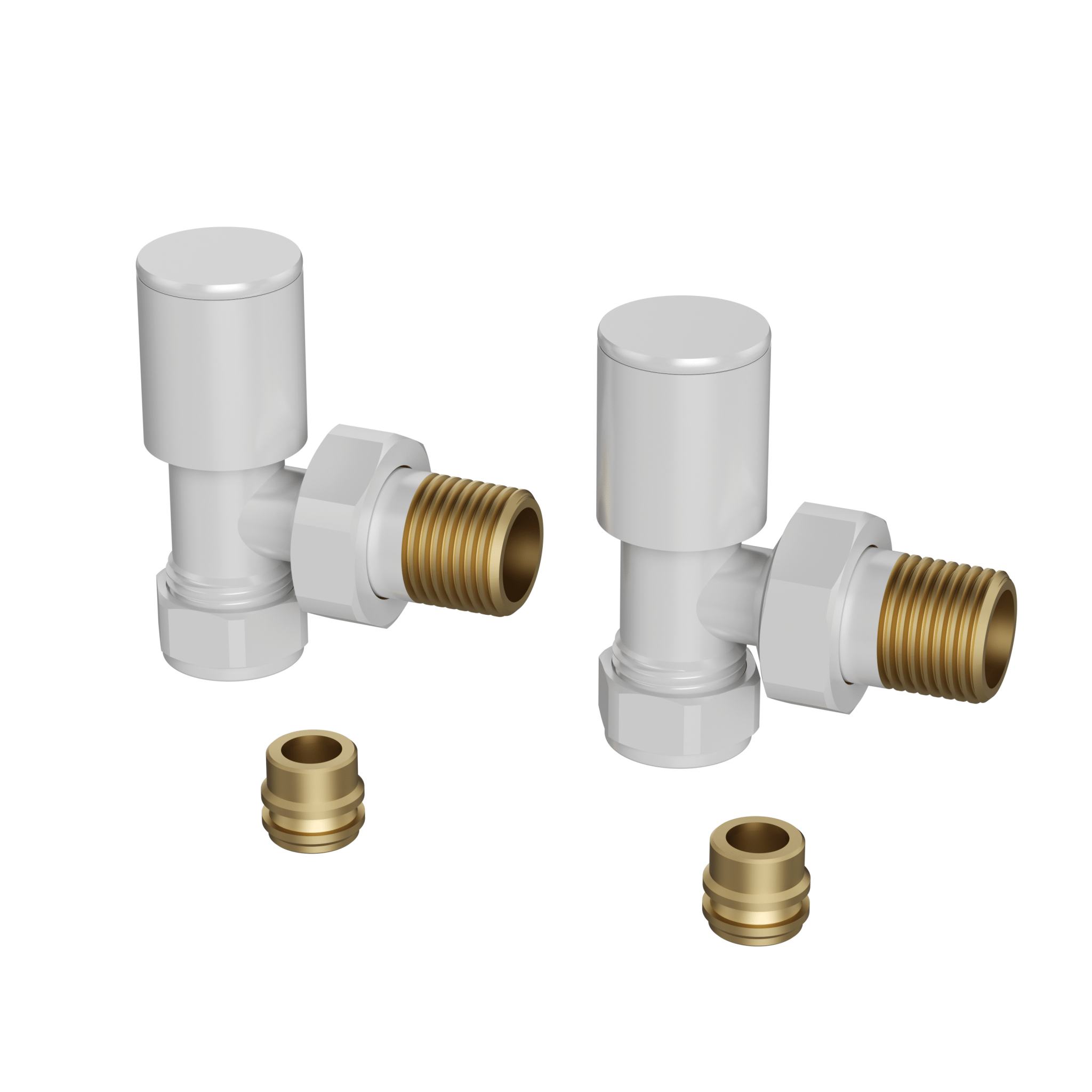 Kit Valvola e Detentore 12 mm Con Raccordi Per Tubi In Rame Feridras Bianco