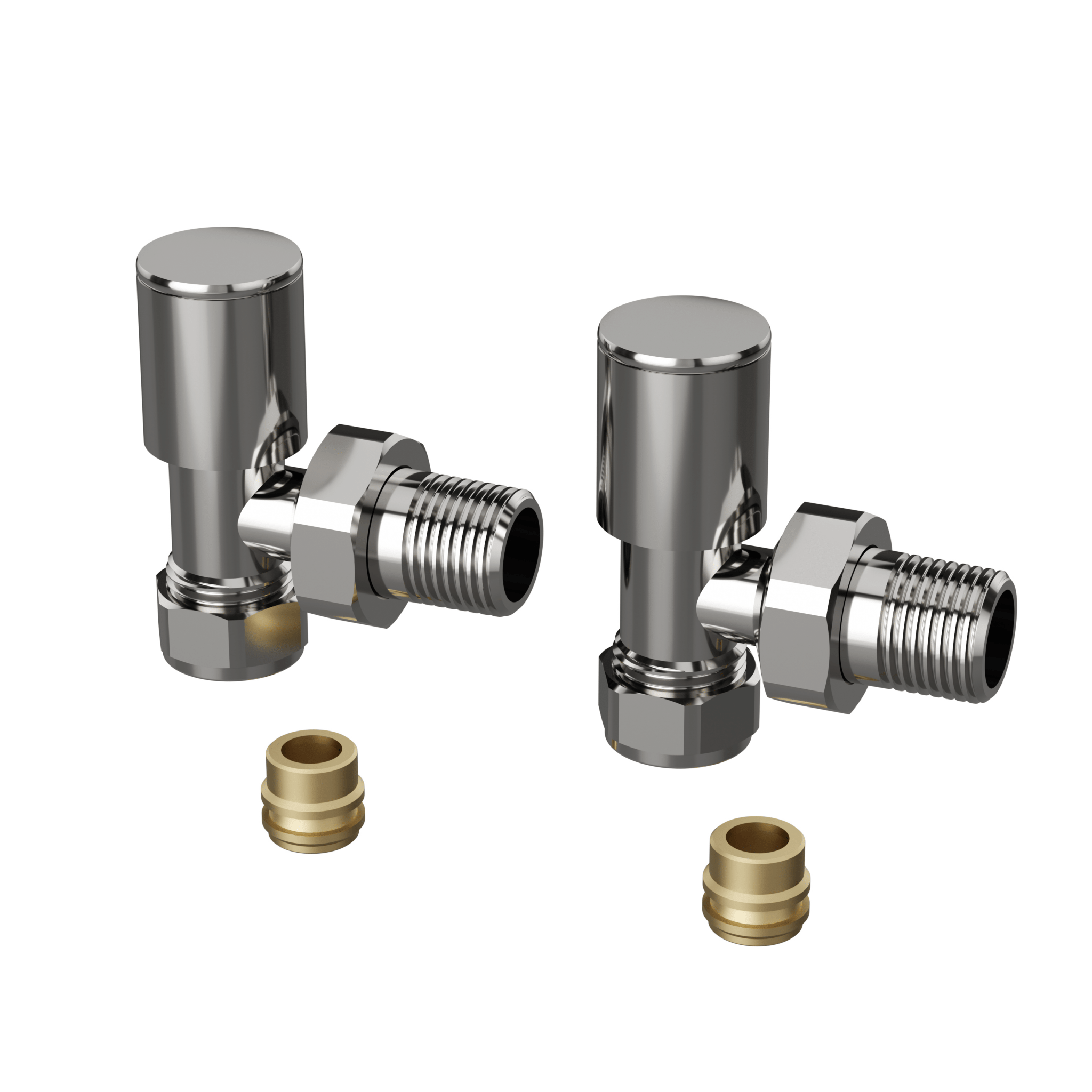 Kit Valvola e Detentore 12 mm Con Raccordi Per Tubi In Rame Feridras Cromo Lucido