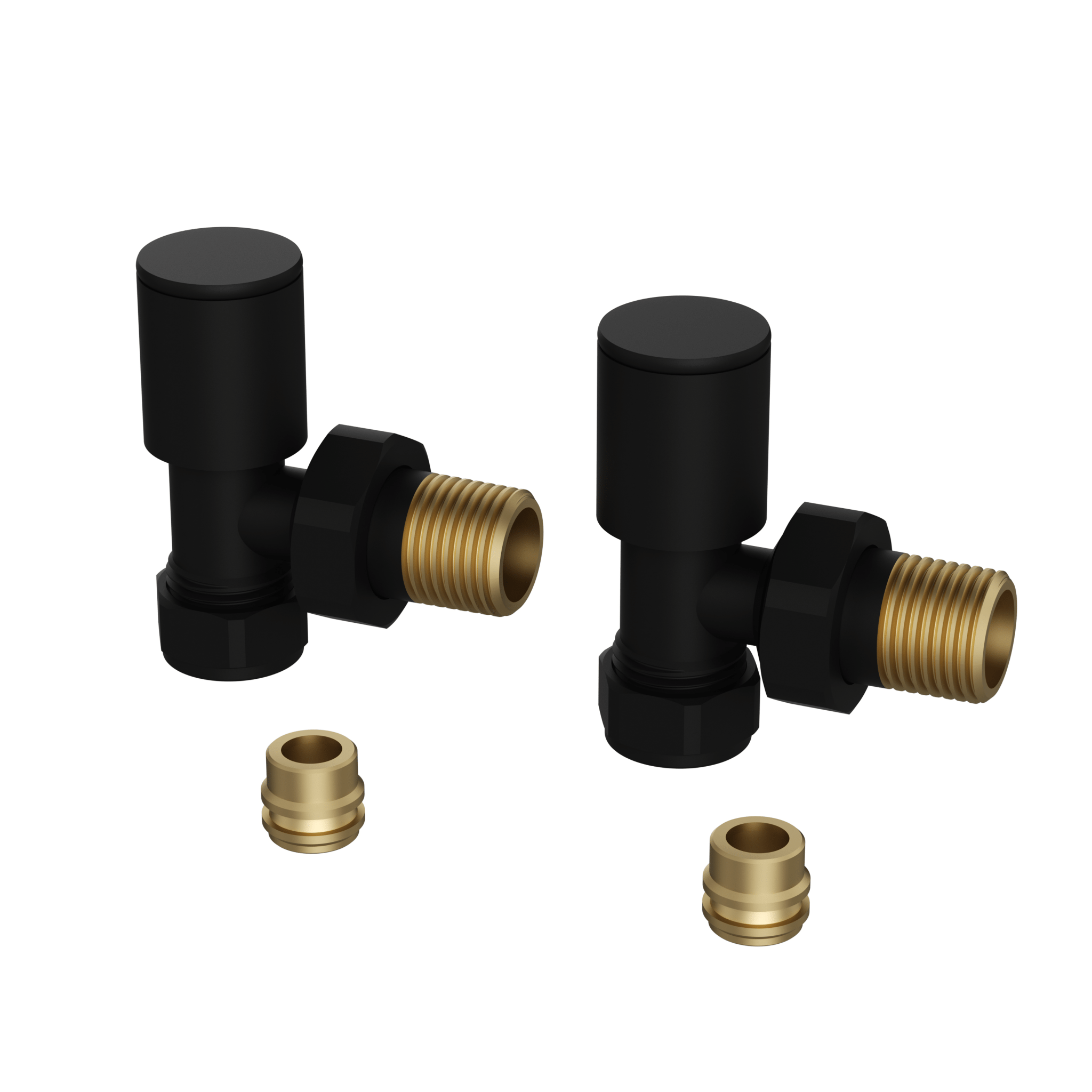 Kit Valvola e Detentore 12 mm Con Raccordi Per Tubi In Rame Feridras Nero