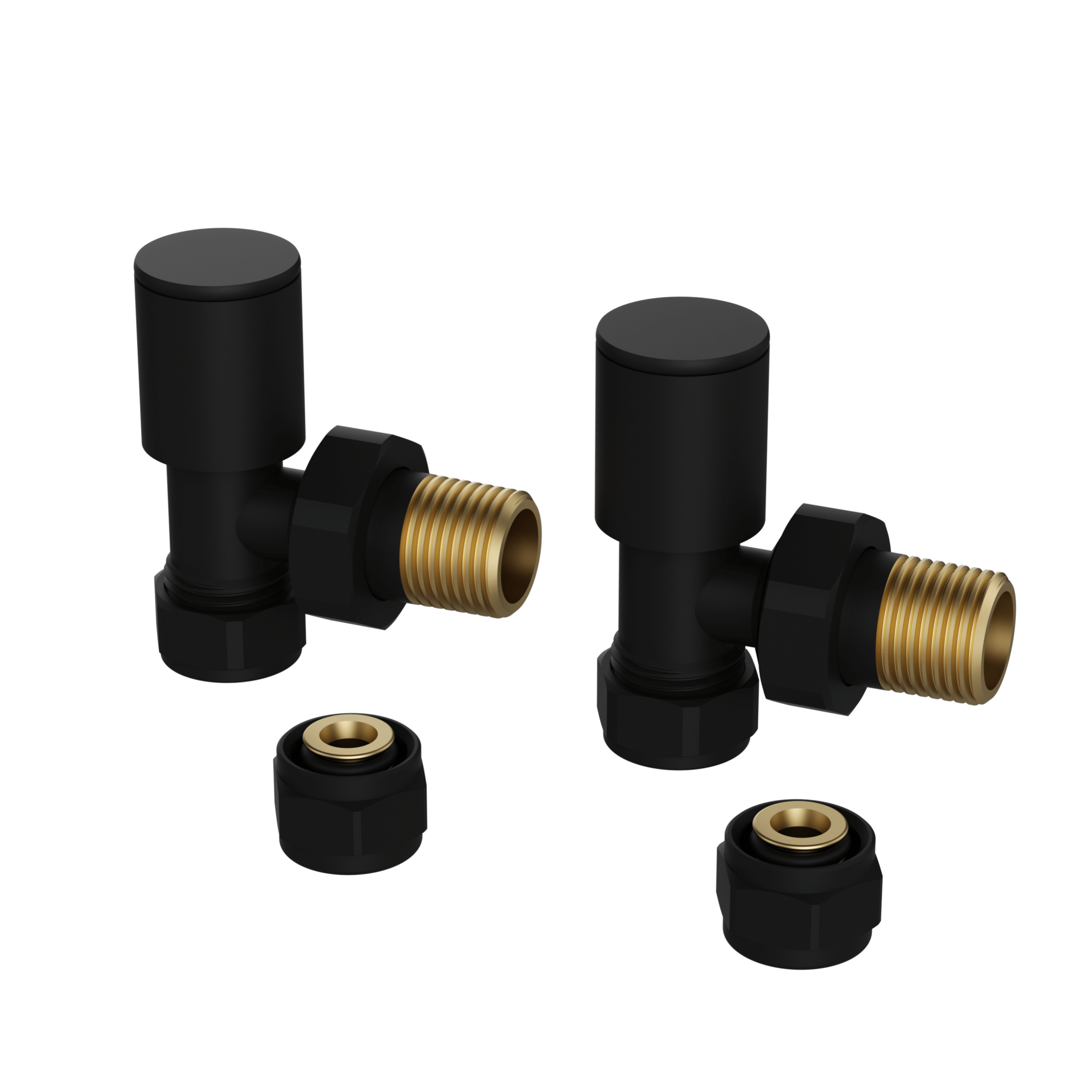 Kit Valvola e Detentore 16x2 mm Con Raccordi Per Tubi In Multistrato Feridras Nero Opaco