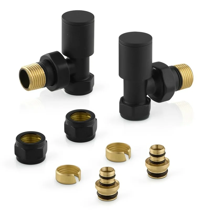 Valvole per termoarredo nere con raccordi multistrato da 16 mm G 1/2
