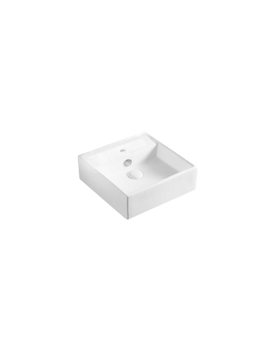 Lavabo in ceramica d'appoggio 38x38 cm, altezza12,5 cm con troppo pieno