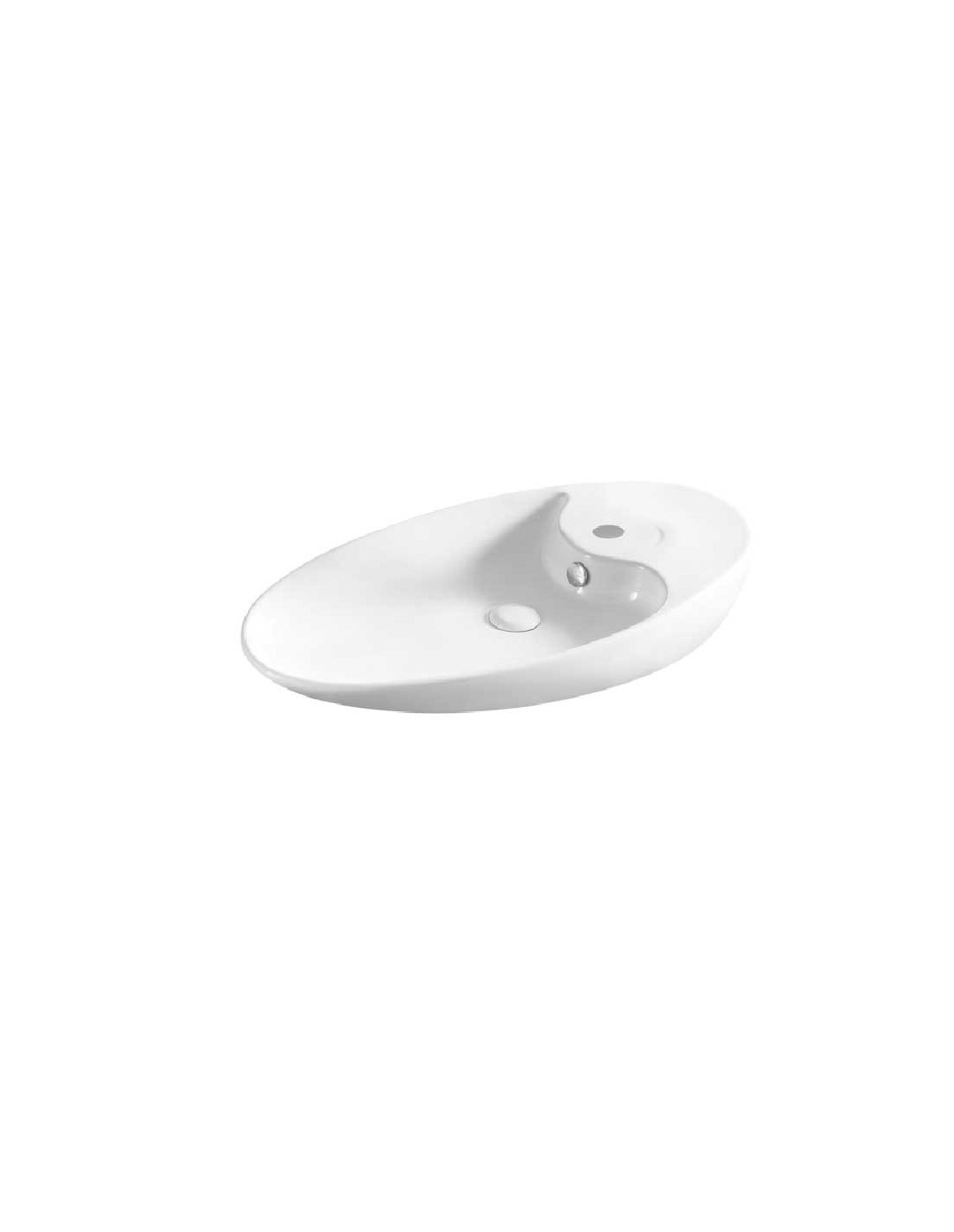 Lavabo in ceramica d'appoggio 73.5x39 H.13 cm