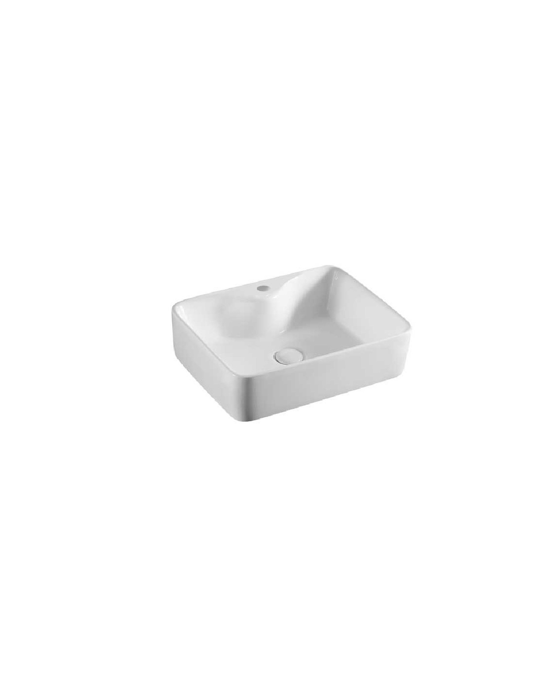 Lavabo in ceramica d'appoggio 49X38 cm, altezza 13 cm.