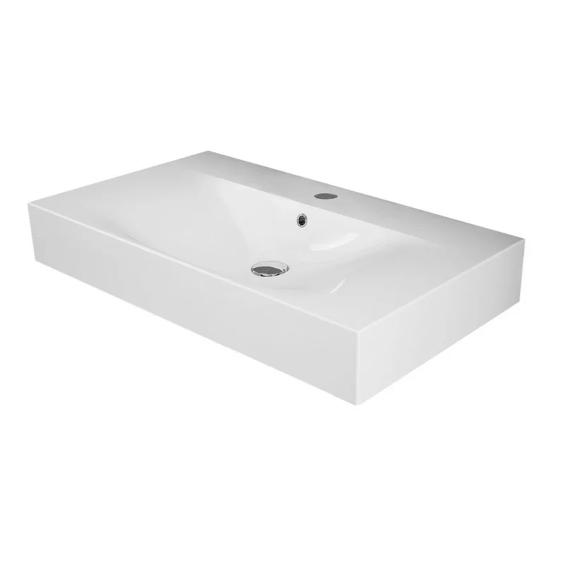 Lavabo sospeso 100cm in ceramica bianca Rak Des