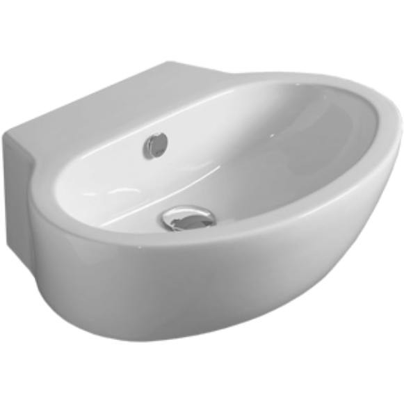 Lavabo sospeso o da appoggio, ovale in ceramica bianca stile moderno 60 cm - LFT, Simas