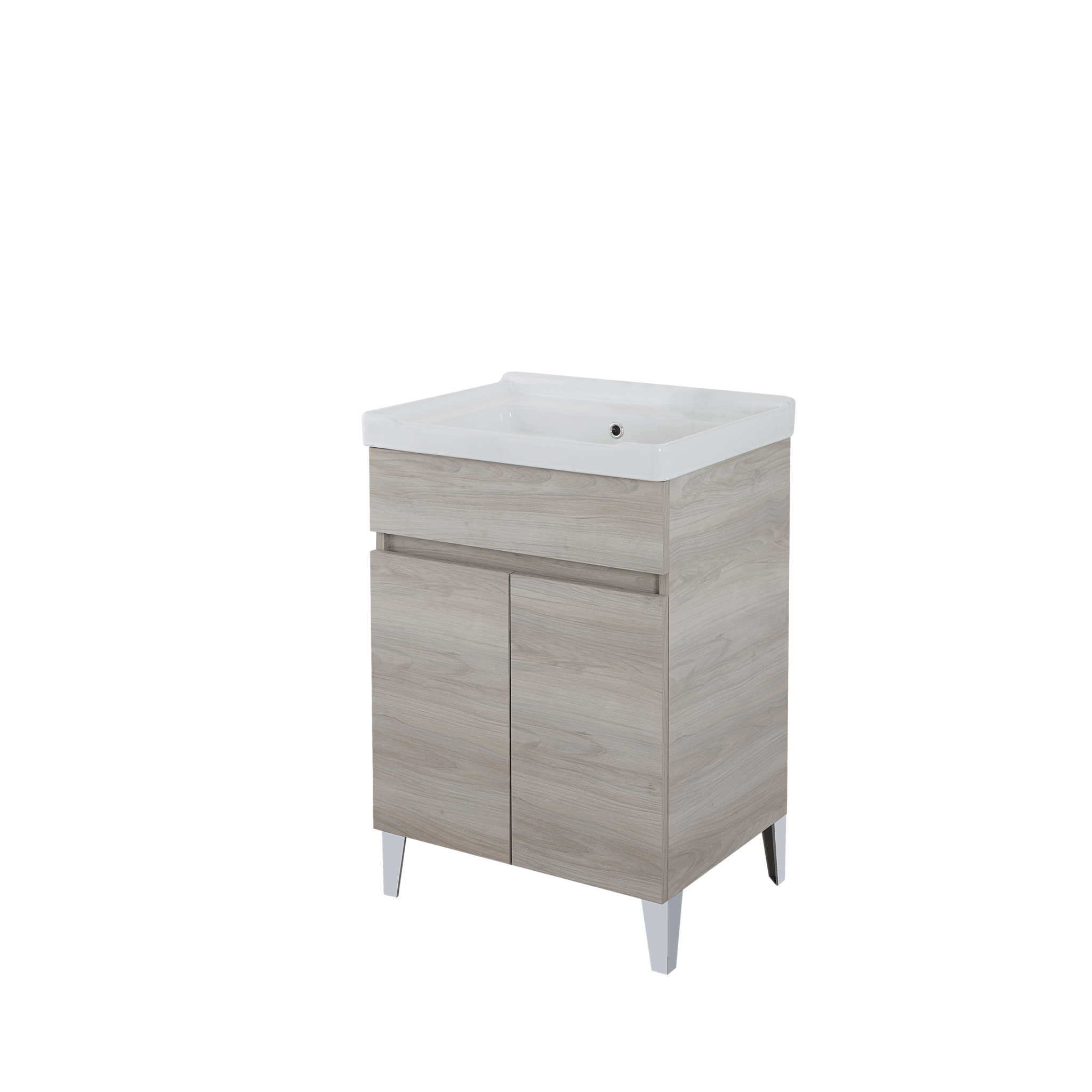 Lavatoio a Terra 60x46,8 Due Ante Con Vasca Feridras "Alba" Rovere Grigio