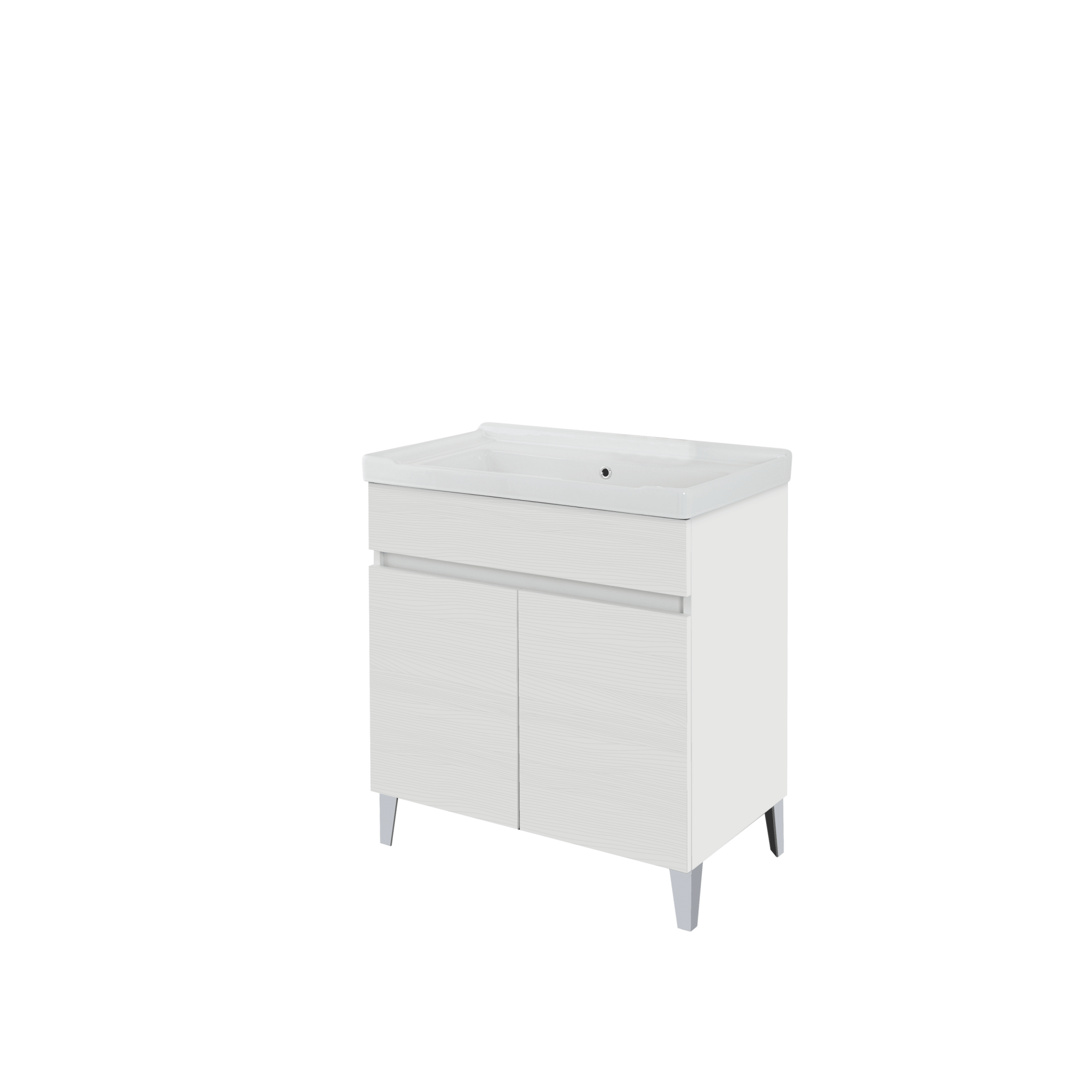 Lavatoio a Terra 80x46,8 Due Ante Con Vasca Feridras "Alba" Bianco Frassinato