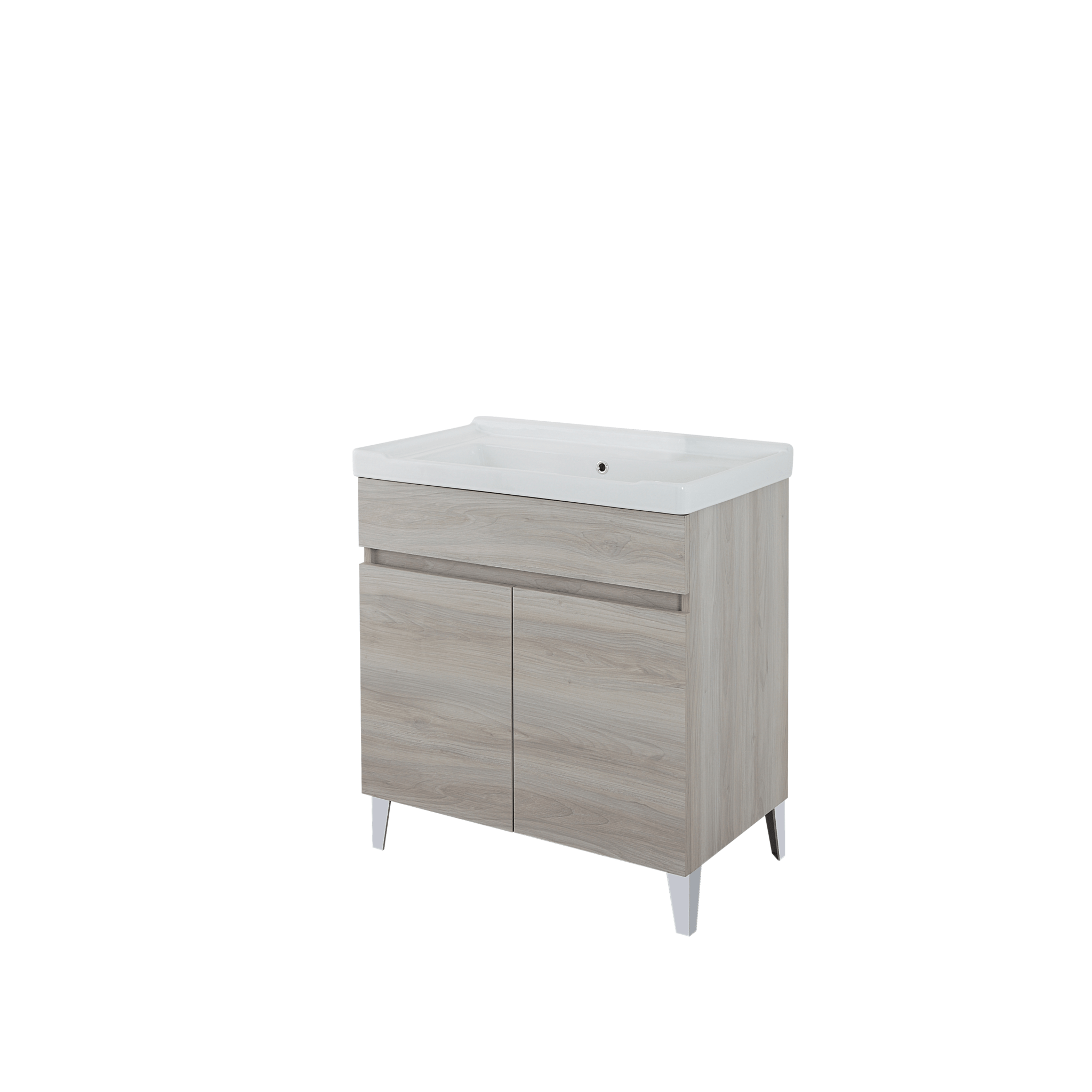 Lavatoio a Terra 80x46,8 Due Ante Con Vasca Feridras "Alba" Rovere Grigio