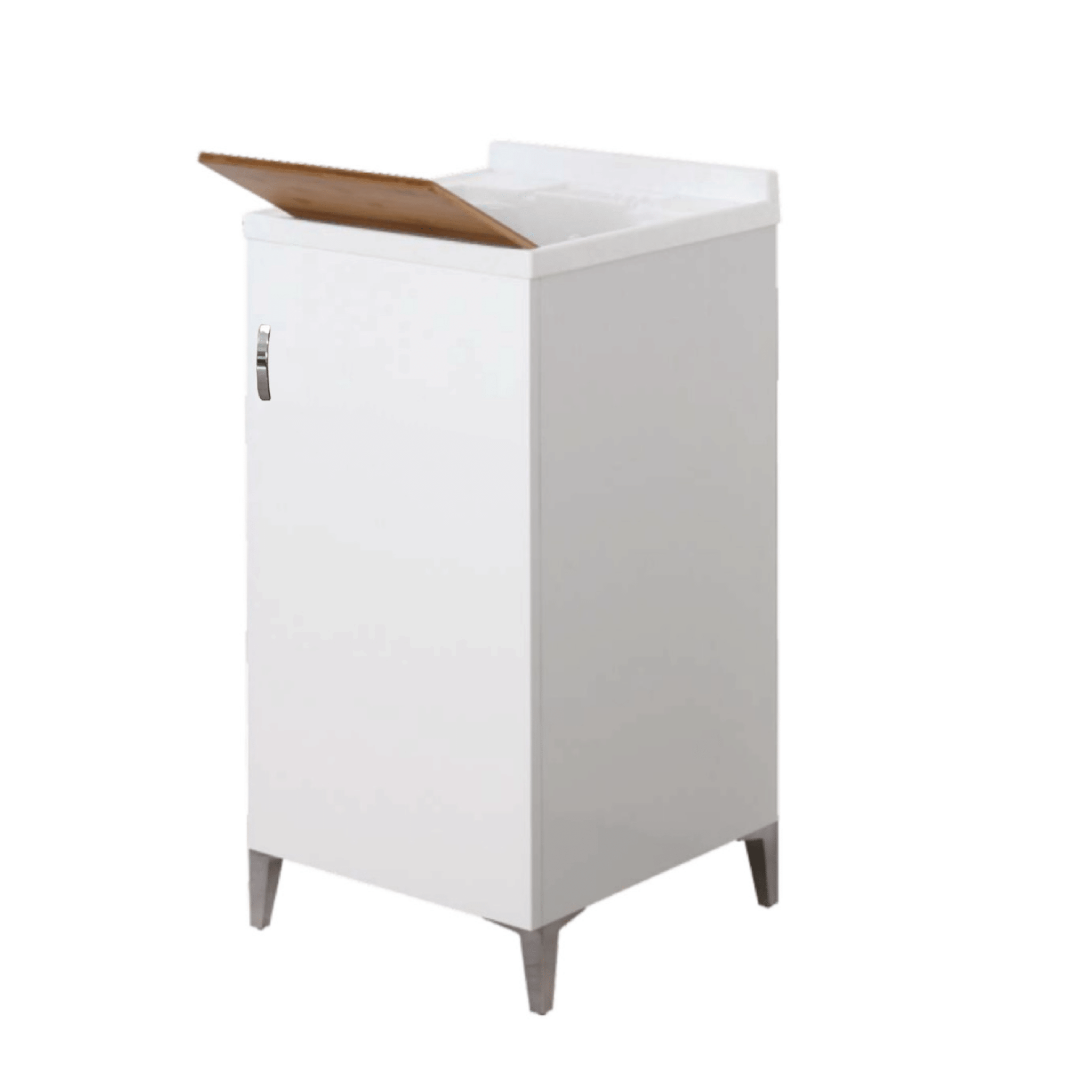 Lavatoio a Terra 45x50 Un'Anta Con Vasca e Tavoletta In Legno Savini "Lavanderia" Bianco