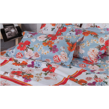 lenzuola matrimoniale mirabello somei azzurro conpleto con federe