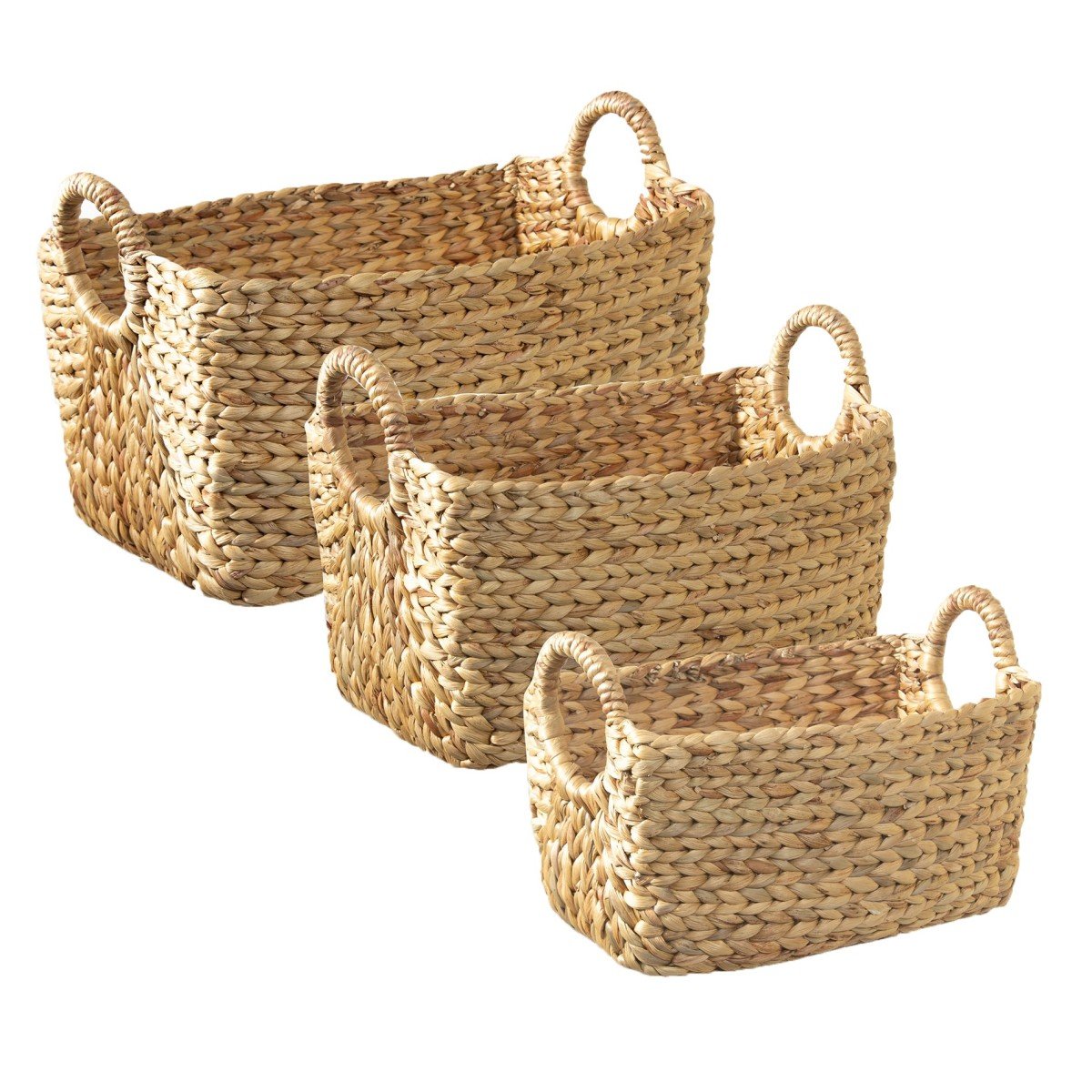 Lotto di 3 Cesti in Giacinto d'acqua con manici