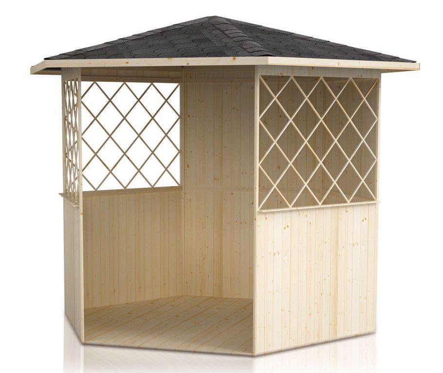 Gazebo in legno "Waldesruh" - incl. pavimento (senza panche e tavolo)