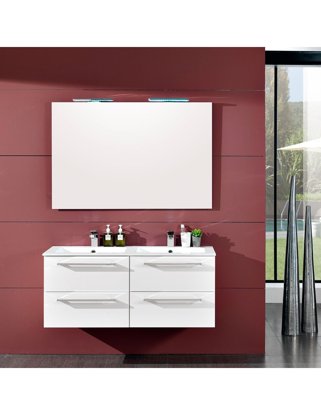 Maranello mobile bagno cm 120x190x46 laccato lucido bianco